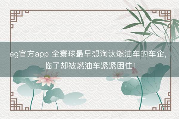 ag官方app 全寰球最早想淘汰燃油车的车企, 临了却被燃油车紧紧困住!